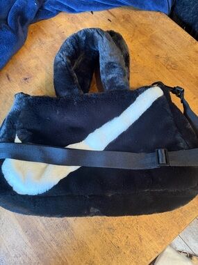Nike Black and White Faux Fur Tote Bag